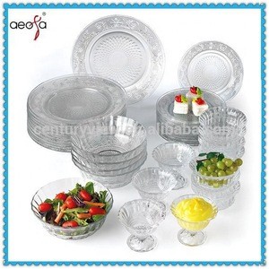 16 18 20pcs set machine made cheap glass dinnerware bowl plate dish