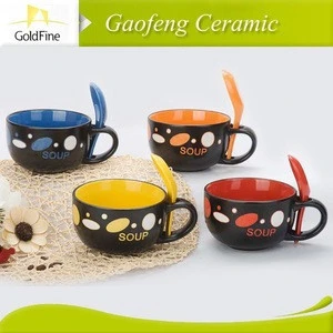 16oz Crooked Ceramic Soup Mug with DecalHeat resisted Mugs Drinkware Type