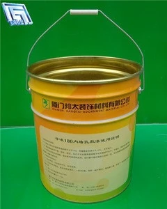 18L metal tin pail pack with hoop lid/lock ring lid and metal handle