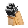 19 Piece Stainless Steel Kitchen Knife Set with Wooden Storage Block, Scissors and Blade Sharpener