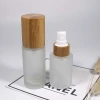 20~100ml Glass Frosted bamboo cover bottle ,lotion pump and spray pump bottle cosmetics packaging wholesale and retail