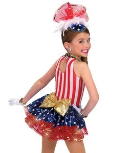 2016 New !!- Arm Dress girls red and white strips tap and jazz costumes
