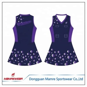 2017 new style custom netball jersey one piece tennis skirt purple practice wear