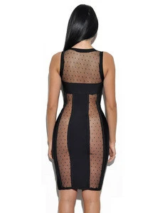 2018 bodycon see through black lace hot sexy transparent club ladies dress
