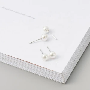 2021 Hot Products S925 Silver Jewelry White freshwater Pearl Stud Earring Bridal 6-8mm bling pearl earrings