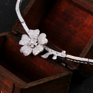2021 hot sale elegant bridal jewelry set cubic zircon diamond flower vintage wedding jewelry set party costume jewelry accessory