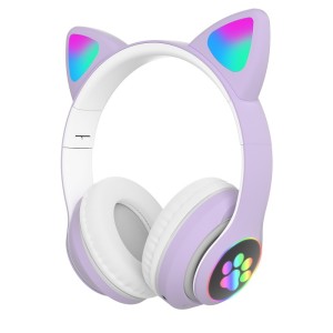 2021 New Amazon LED Flash Cute Cat Ear Bt Wireless Headphone
