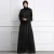 Import 2021 summer women V neck lace abaya islamic clothing dress jubah arab black muslim maxi open abaya kaftan from China