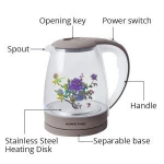 2200w black illuminated glass kettle electric cordless jug fast boil 1.8L electric kettle glass