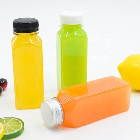 250ml 8Oz pet beverage fruit cold juice bottle square packaging plastic beverage bottles container