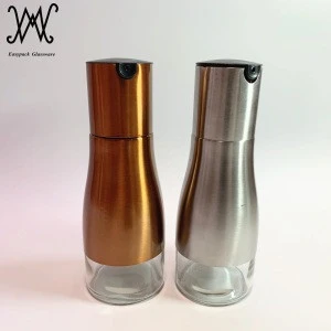 320ml stainless steel shell sleeve olive oil glass bottle cruet for vinegar soy sauce