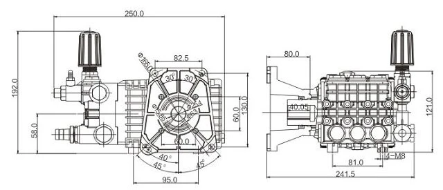 3100Psi 213bar 12.6lpm 9HP high pressure triplex plunger washer pump SML1507F