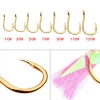 5 pcs pack Feather Barded High Carbon Steel Fish Hooks  #1 #3 #9  Freshwater Saltwater Jig Hooks