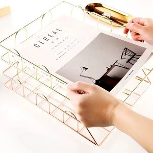 550-97D Office & Home Supplies Metal Rose Gold Stackable file Tray Document Letter Organizer