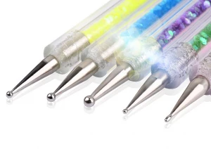 5pcs/set New Acrylic Diamond Crystal Handle Double Heads Nail Dotting Pen Nail Painting Brushes Kit