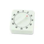 60 minutes kitchen machine timer Count / Count Down Alarm Reminder White Square Mechanical Timer for Kitchen