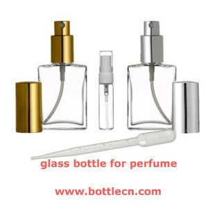 60ml 2 oz square flat glass atomizer spray bottle mist, free travel atomizer &amp; pipette, refillable perfume bottle