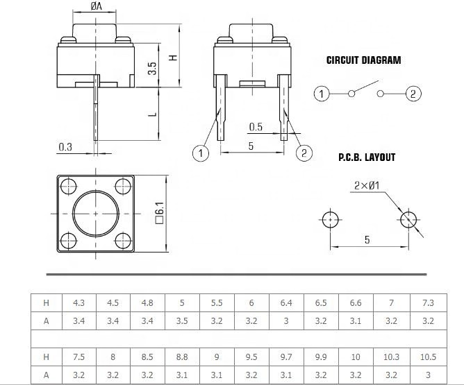 Tact Switch Datasheet Buy 6*6mm Tact Switches With Rohs Compliant, Momentary Contact Switch ...
