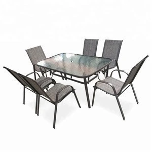 7 Piece Outdoor Cheap Modern Italy Metal Dining Conversation Chair Patio Garden Furniture Set