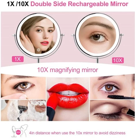 8 inch Rechargeable Lighted desktop Makeup Vanity Mirror