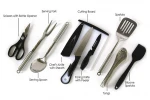 9-Piece Portable Camp Kitchen Utensil Organizer Set for Indoor or Outdoor-100% Stainless Steel Cookware