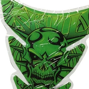 A Pair Of Green Skull Universal Tank Gas Fishbone Sticker Fit For All Motorcycle Model