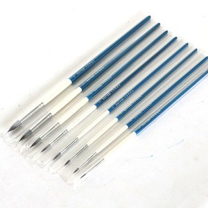 A Set of Eight Blue and White Bar Double Nylon Watercolor Paint Brush
