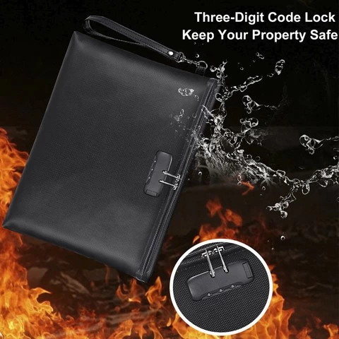 A4 fire resistant lockable safe fireproof and waterproof storage money file document fireproof bag