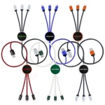 Adjustable 3 In 1 USB Cell Phone Charger Cable For Type-C 8 Pin And Micro