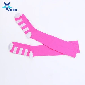 Alehletic Cycling Hiking Ski Running Sports Compression Stripe Socks Elasticity Hosiery For Woman And Man