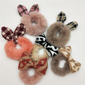Amazon Hot Sale Ins Style lady Hair Ties Fashion Winter Hair Accessories Elastic Hairband Faux Rabbit Hair Ties