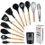 Import amazon hot selling new kitchen accessories gadget gadgets tool11 pcs wooden handle silicone cooking utensil set from China
