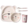 Bamboo fiber, childrens plate set, sub-grid home, cute cartoon rice bowl, baby dinner tableware separated anti-dump disc