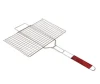BBQ accessories Hamburger grilled clip wire grill barbecue grill meshes with wood handle