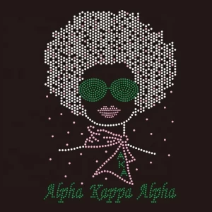 Beautifully and Wonderfully Made Custom Afro Girl Bling Rhinestone transfer for Tote Bags and T Shirts
