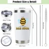 bee cool  20oz Stainless Steel Tumbler Cup Double Wall Vacuum Insulated Travel Coffee Mug with Lid and Straw for Camping