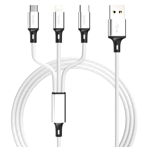 Best Sellers Mobile Phone Data Charging Flex Cables 2.4A Usb To V8+Type-C+8 Pin Port