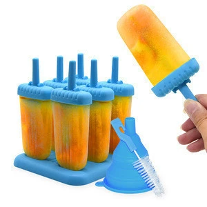 BHD BPA Free Stackable Dishwasher Safe Popsicle Molds Set of 6 Piece Ice Pop Molds Maker Reusable Ice Cream Mold