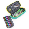 Big Capacity Pencil Bag Makeup Pen Pouch Durable Students Stationery with Double Zipper Pen Holder for School/Office, Green