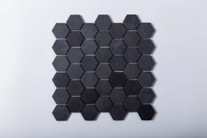 Black Basalt Hexagon Mosaic Tile, Hexagonal Mosaic Tile, Uneven Mosaic Tile
