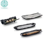 Black Melamine Compartment Divided Soy Sauce Dishes Wasabi Sushi Sashimi Plastic Dipping Plates