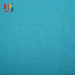 Blue organic spandex 2X2 knitted jacquard 100% cotton rib fabric for knitting shirt