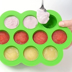 BPA Free &amp; FDA Approved Perfect Storage Container for Homemade Food, Vegetable Fruit Clip-on Lid Silicone Baby Food Freezer Tray