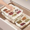 Brand new New 4-Grid Plastic Food Storage Container PET Lid Handle Refrigerator Preserved Veggie Tray Preservation Storage Box