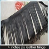 Brazil Faux Leather Fringe Trims 6&quot; Wide Black Color Row Fringe for Extender Garments Bags Sewing &amp; Craft Supply (1 Yard)