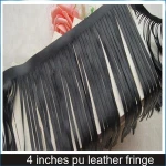 Brazil Faux Leather Fringe Trims 6" Wide Black Color Row Fringe for Extender Garments Bags Sewing & Craft Supply (1 Yard)