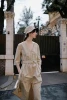 Breathable v-neck summer clothing high slit career dresses women lady