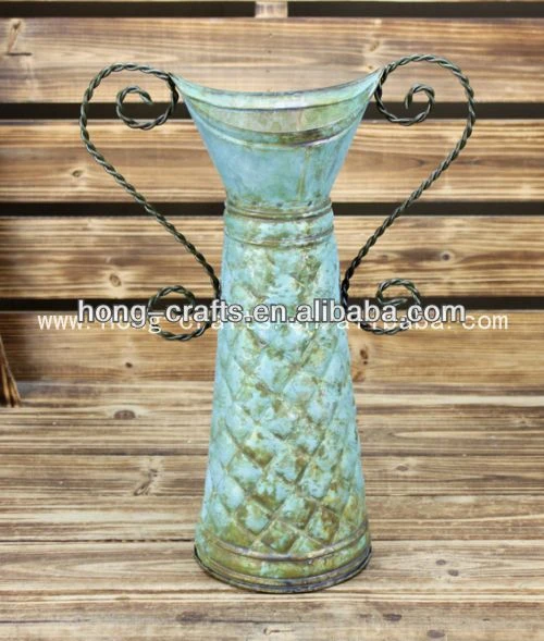 Bronze shabby chic vintage metal vase