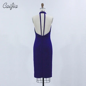 Caijia Sexy Halter Hip Package Open Back Prom Dress