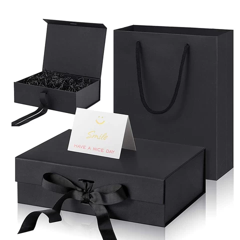 Cardboard Gift Box Luxury Box With Changeable Ribbon and Magnetic Closure Folding Big Gift Boxes Set